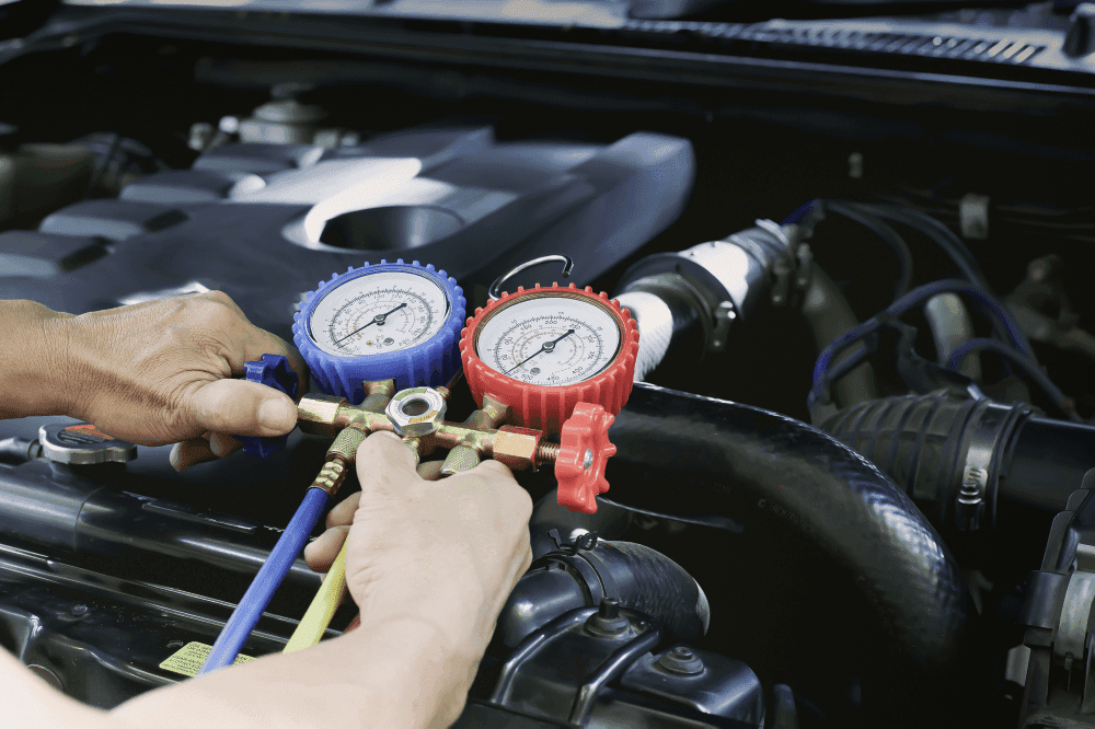 Mechanic working on a car
